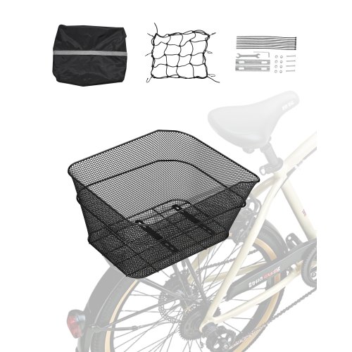 

VEVOR Cestino Posteriore per Bici Medio, con Rete di Carico e Copertura Impermeabile, Cestino Posteriore per Trasportare Frutta Alimentari, Strumenti di Montaggio Inclusi 390 x 310 x 210 mm
