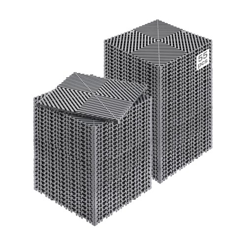 

VEVOR Tappetino di Drenaggio ad Incastro 310 x 310 mm Cuscino ad Incastro Modulare da 55 Pezzi, Piastrelle per Pavimenti di Drenaggio Grigio Antiscivolo e Tappetino per Doccia, per Garage Giardino
