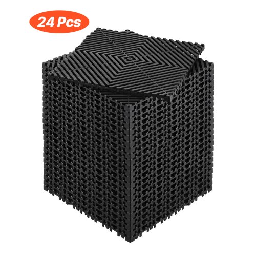 

VEVOR Tappetino di Drenaggio ad Incastro, Cuscino Modulare ad Incastro con Giunzione, Piastrelle per Pavimenti Antiscivolo e Tappetino per Doccia Garage Giardino Cucina 310 x 310 mm 24 Pezzi Nero