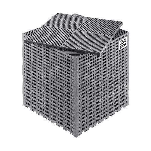 

VEVOR Tappetino di Drenaggio ad Incastro 415 x 415 mm Tappetini di Drenaggio con Giunzioni 24 Pezzi, Piastrelle per Pavimenti di Drenaggio Grigio Antiscivolo e Tappetino per Doccia, per Garage Cucina