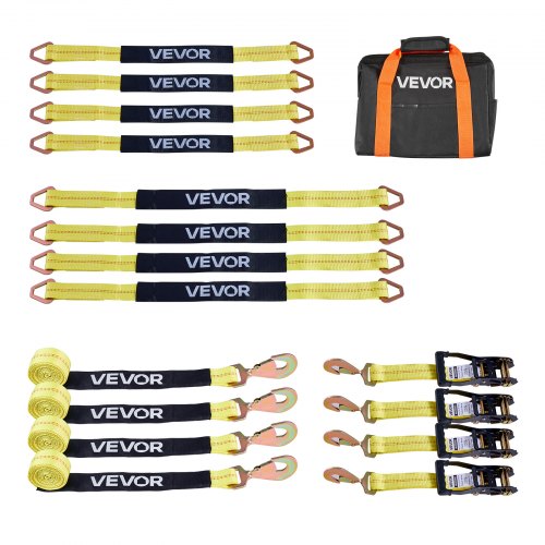 

VEVOR Cinghie di Fissaggio per Pneumatici di Rimorchio 50,8 x 2438,4 mm con Gancio a Molla e Resistenza alla Trazione di 4540 kg e Capacità di Carico di 1512 kg, per SUV, Rimorchi, Giallo