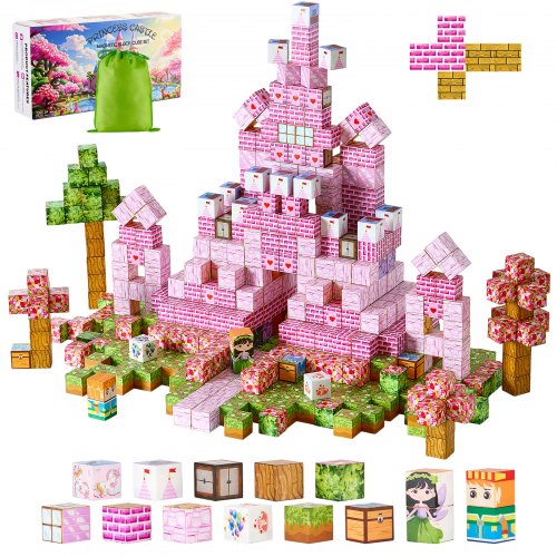 

VEVOR Blocchi Magnetici, Set 100 PZ del Castello della Principessa, Cubi Magnetici da Costruzione per Bambini, Giocattoli Sensoriali STEM Montessori, Giocattolo da Costruzione Impilabile per Bambini