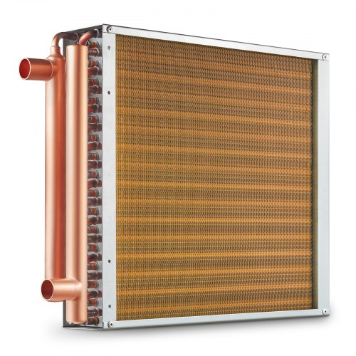 

VEVOR Scambiatore di Calore Acqua-Aria, con Alette in Alluminio 242 per Forni a Legna Esterno, Riscaldamento e Raffreddamento Residenziale ad Aria Forzata Porte Rame 3 File 9,53 mm 40,64 x 40,64 cm