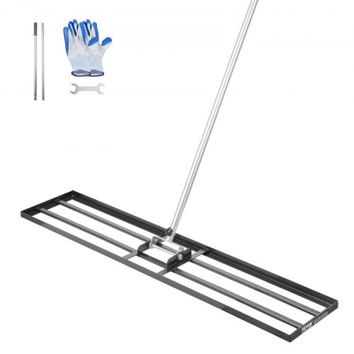 

VEVOR Rastrello Livellatore per Prato, Livellatore in Acciaio al Carbonio Antiruggine con Manico da 2130 mm, Piastra di Base da 254 x 1219 mm Regolabili per Campo da Golf da Giardino