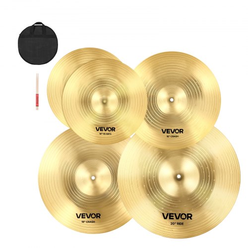 

VEVOR Cymbal Pack 3 Pezzi Piatti per Batteria 355/400/455/505 mm (14 16 18 20 inch) Piatti in Lega