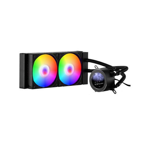 

VEVOR Dissipatore di Calore a Liquido per CPU, 2 Ventole PWN da 120 mm e Pompa, con Display LCD da 283 x 120 x 56 mm e Luce ARGB, per Intel 115X/1366/2011/1700/1200, AMD AM4/AM5, Nero