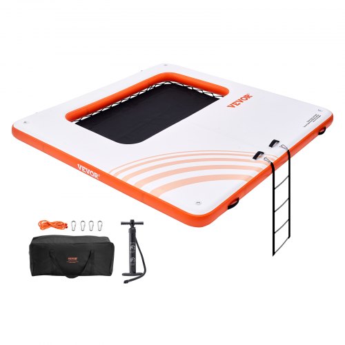 

VEVOR Pontile Galleggiante Gonfiabile, Piattaforma per Pontile Gonfiabile 3x3 m Rete Trampolino 4x7 m, Tappetino per Acqua con Piattaforma Galleggiante Antiscivolo con Borsa Portatile in Piscina