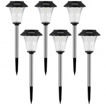 VEVOR Set Luci Solari per Sentieri Passaggi Pedonali da Giardino 6 Pezzi, Luci Solari da Esterno per Cortile Giardino Prato 80 mA Lampada LED, Luci Giardino Decorazione a Energia Solare 6 Pezzi 5,5 V