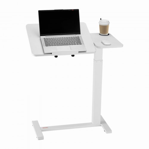 

VEVOR Tavolo da Letto Mobile con 4 Ruote Nascoste Scrivania per Laptop Bianco