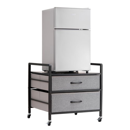 

VEVOR Supporto per Minifrigo con Contenitore, Tavolo per Minifrigo 530 x 522 mm con 2 Cassetti 4 Ruote Girevoli, Ripiano Mobile per Minifrigo, Organizzatore Grigio per Minifrigo Dormitorio
