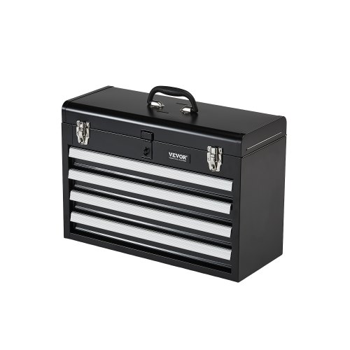 

VEVOR Tool Box Cassetta Attrezzi Portatile in Metallo 520 mm 4 Cassetti Nero