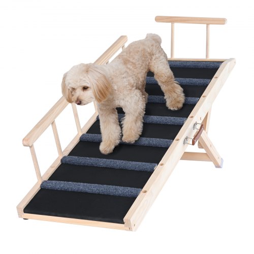 

VEVOR Rampa per Cani Lunghezza 1200 mm, Rampa per Auto Pieghevole Antiscivolo per Cani Gatti Altezza Regolabile 35-70 cm, Scivolo per Animali Domestici in Legno a Casa per Auto, Scala per Gatti Cani