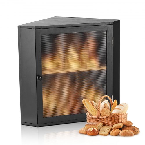 

VEVOR Contenitore per Pane Angolare a Doppio Strato 320 x 320 x 425 mm Contenitore per Pagnotta in Legno di Bambù per Pane Fatto in Casa, con Pannello Porta in Acrilico Ondulato, Nero