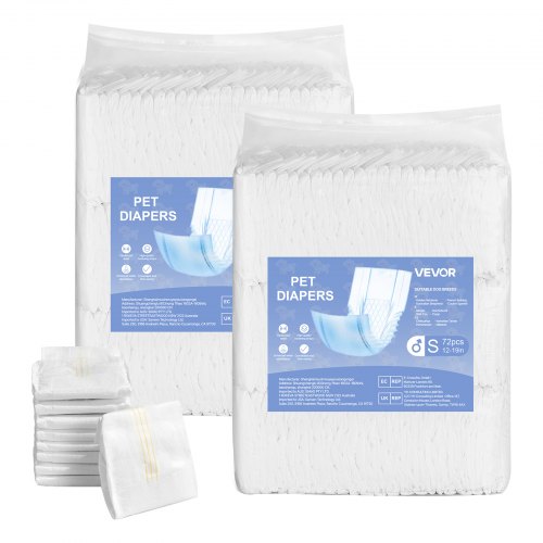 

VEVOR Pannolini Usa e Getta per Cani Maschi, Fasce Addominali a Prova di Perdite a 360° Pannolini Monouso per Cani, con Indicatore di Umidità per Cagnolini Maschi, Taglia S, 144 PZ, 2 Confezioni da 72