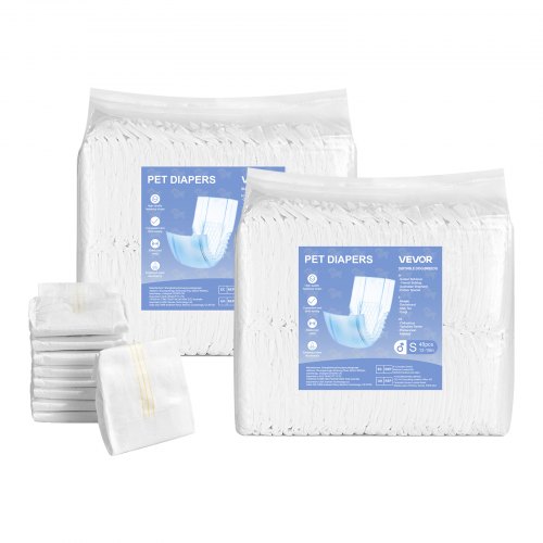 

VEVOR Pannolini Usa e Getta per Cani Maschi, Fasce Addominali a Prova di Perdite a 360° Pannolini Monouso per Cani, con Indicatore di Umidità per Cagnolini Maschi, Taglia S, 96 PZ, 2 Confezioni da 48