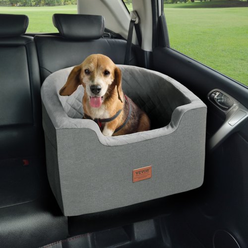 

VEVOR Seggiolino Auto per Cani di Piccola Taglia Media 25kg, Rialzo per Cani Impermeabile, Tasca Portaoggetti, Guinzaglio di Sicurezza con Clip, Imbottitura in Spugna, Cuccia per Cani, Grigio