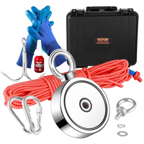 

VEVOR Kit da Pesca con Magnete Bifacciale Capacità Carico max. 272x2kg in Totale, Kit da Pesca con Magnete al Neodimio con Corda, Kit di Magnete a Doppia Faccia per Pesca Caccia al Tesoro Sott'Acqua