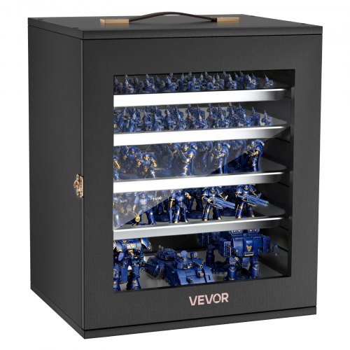 

VEVOR Custodia per Miniature da 370 x 300 x 435 mm in Legno con 5 Vassoi Magnetici in Acciaio al Carbonio e 13 Slot, Custodia per il Trasporto di Miniature per Figurine e Modelli da Collezione