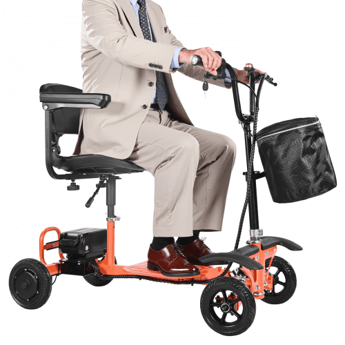 

VEVOR Scooter Elettrico a 4 Ruota Pieghevole, Fuoristrada, Capacità di Salita di 8°, Capacità di Carico di 120 kg, con Batteria al Litio da 48 V 5,2 Ah, Scooter per Adulti, Anziani, Disabili
