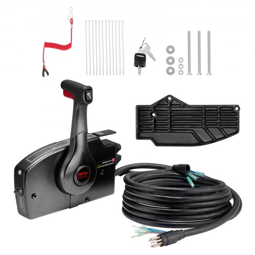

VEVOR Scatola telecomando fuoribordo compatibile con Mercury PT 2 tempi 881170A15, comando acceleratore per barca a montaggio laterale, con interruttore trim, cablaggio 8+4 pin