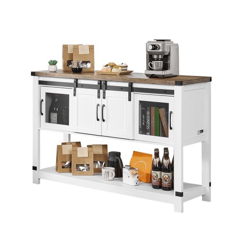 

VEVOR Mobile Bar da Caffè 120 x 39,8 x 83 cm Mobile Bar da Caffè in Stile Fattoria, 4 Ripiani, Tavolo da Caffè con Ante a Fienile, Postazione per Caffè, Credenza da Fattoria per Soggiorno, Ingresso