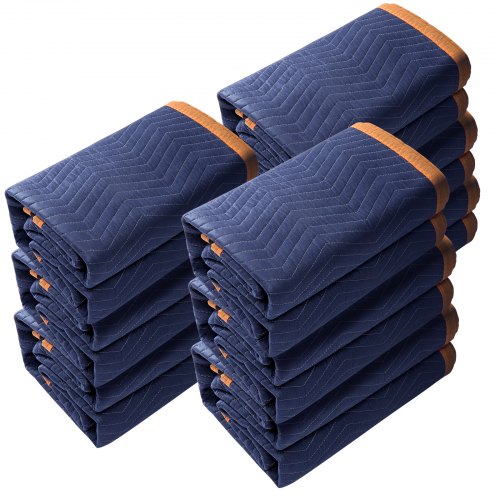 

VEVOR Set di Coperte per Traslochi Mobili 2032 x 1829 mm da 12 Pezzi, Coperture Protettive Materiale in Tessuto Non Tessuto per Traslochi Trasporti Proteggere Pavimenti dei Mobili Colore Blu/Arancione