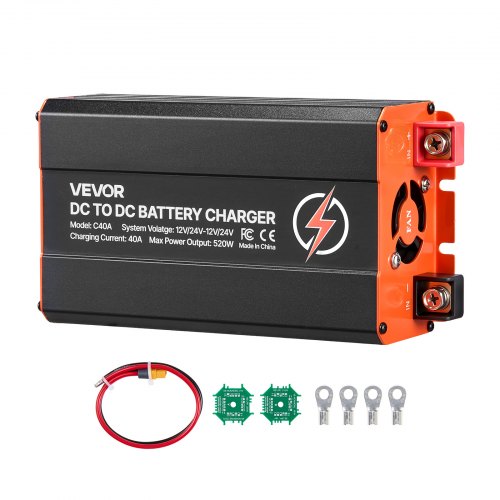 

VEVOR Caricabatterie CC-CC per Batteria al Piombo LiFePO4, Caricabatterie Potenza Uscita max 520 W Corrente 40 A 12V/24V-12V/24V con 2 Interruttori DIP per Camper Barca Roulotte Auto Rimorchio