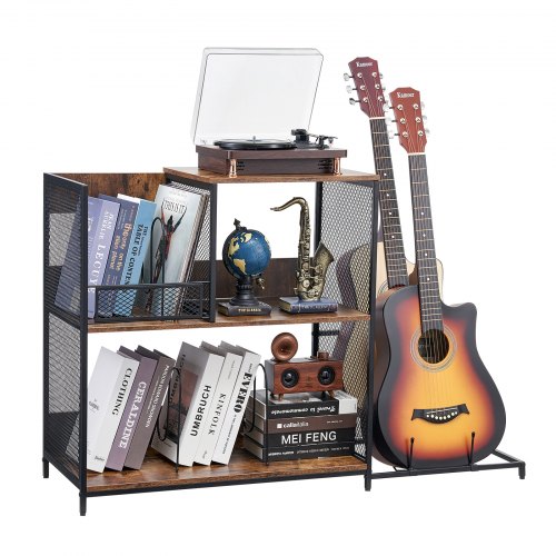 

VEVOR Supporto per Giradischi a 3 Livelli con Supporto per Chitarra, Supporto Dischi con Spazio Fino a 300 album, Armadietto in Vinile con Struttura in Rete Metallica per Soggiorno Camera da Letto