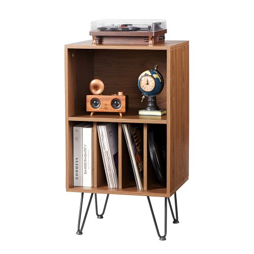 

VEVOR Supporto per Giradischi, Supporto per Dischi in Vinile in Metallo a 3 Livelli, Contiene fino a 150 Album, Supporto per Giradischi con Ripiano Espositivo, Portadischi per Soggiorno, Marrone