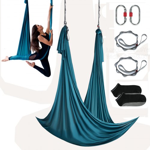 

VEVOR Amaca e Altalena per Yoga Aerea, 5,5 Metri, Starter Kit per Yoga Aerea con Tessuto in Nylon da 100 g/m², Hardware Completo e Guida di Installazione Facile, Volo Antigravità Verde