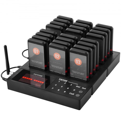 

VEVOR Cercapersone per ristoranti, Segnale coda wireless con portata 400 m, Cercapersone per chiamata ospite con vibrazione e lampeggiamento, 24 cercapersone per camion di cibo, Chiesa