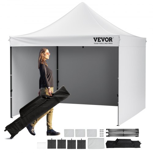 

VEVOR Gazebo Tenda Pop-up Pieghevole con Pareti Laterali Rimovibili Gazebo 304,8 x 304,8 cm Portatile con Borsa a Rotelle, Tendalino Impermeabile per Eventi Feste Campeggio all'Aperto Giardino Bianco