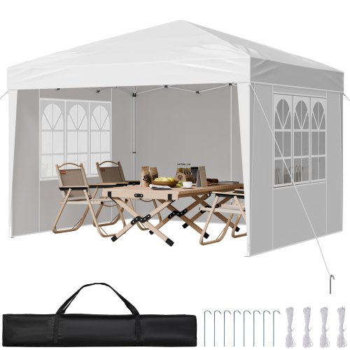 

VEVOR Gazebo Pieghevole 2,95x2,95 m da Esterno, Gazebo Pieghevole Portatile Istantaneo con Pareti Laterali, Finestre Ventilate, Tenda all'Aperto Riparo dal Sole per Eventi, Giardino, Bianco