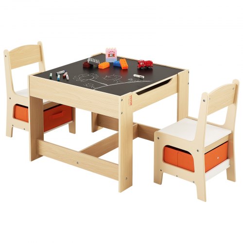 

VEVOR Set Tavolo 2 Sedie per Bambini, Set Tavolo Sedie per Bambini con Spazio di Stoccaggio Sotto Tavolo, Contenitore Portaoggetti in Tessuto Sotto Sedie, Scrivania in Legno per Lettura