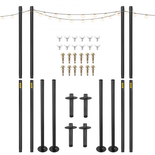 

VEVOR Set di 4 Pali per Ghirlanda Luminosa Lunghezza Totale 322cm Palo per Ghirlanda in Acciaio, Set di Supporto 4 Pz Illuminazione Esterna Decorazione Bandiera per Prato Giardino Feste Evento Esterno