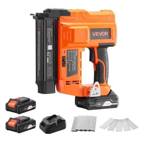 

VEVOR Chiodatrice Brad a Batteria, Calibro 18, Sparachiodi Elettrica a Batteria da 20 V, con 500 Chiodi, 500 Punti Metallici, 2 Batterie agli Ioni di Litio, Caricabatterie, per Lavorazione del Legno