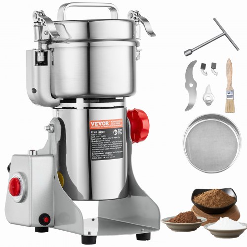 

VEVOR 500g Mulino Elettrico per Cereali, Macina Spezie Commerciale Alta Velocità 2000 W, Macchina Polverizzazione in Acciaio Inox, per Cereali Secchi, Spezie, Caffè, Mais, Pepe, Tipo Oscillante