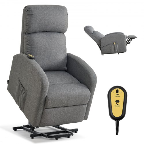 

VEVOR Poltrona Reclinabile Elettrica, Poltrona Relax Elettrica Carico max 150 kg Regolabile Reclinabile da Soggiorno Camera da Letto Controllo Telecomando, Tessuto in Lino per Anziani, Grigio Chiaro