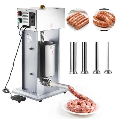 

VEVOR Insaccatrice Elettrica per Salsicce da 10 L, Macchina per Salsiccia Elettrica con Controllo Continuo della Velocità e Pedale e 4 Tubi di Riempimento, in Acciaio Inossidabile per Uso Commerciale
