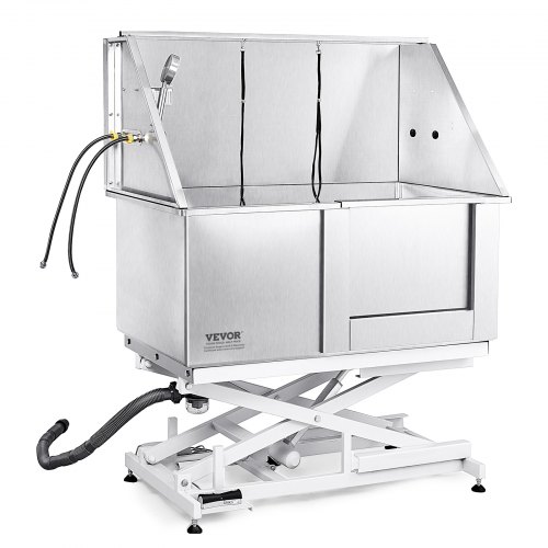 

VEVOR Vasca da Bagno per Cani Animali Domestici Lunghezza max. 127 cm, Vasca per Toelettatura Cani in Acciaio Inox Vasca da Bagno Altezza Regolabile Elettrico per Animali Domestici Porta a Destra