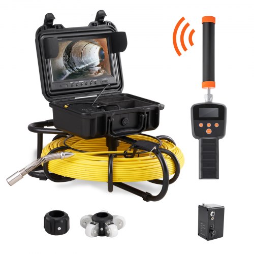 

VEVOR Kit Telecamera Endoscopio Sonda Localizzatore 512Hz per Ispezione di Fognatura Schermo LCD Colorata 9 Pollici Cavo 91,5 m, Telecamera Ispezione Sonda Portatile per Tubi Angolazione Visiva 130°