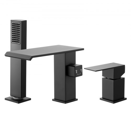 

VEVOR Rubinetto per Vasca da Bagno con 3 Fori, Rubinetto con Doccetta 1 Maniglia, Miscelatore da Bagno in Acciaio Inox Nero Opaco con Doppia Opzione di Flusso Acqua Calda Acqua Fredda