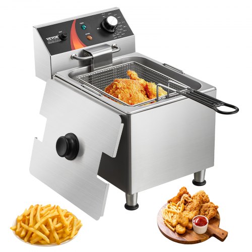 

VEVOR Friggitrice Commerciale Elettrica da Banco 3100W con Cestello Piedini Regolabili Altezza, Singolo in Acciaio Inox 11,5 L, Controllo Temperatura, Protezione Surriscaldamento, Uso Ristorante