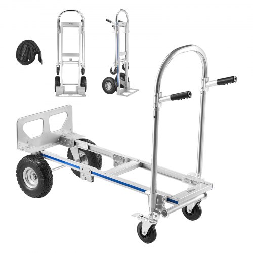

VEVOR Carrello a Mano 2 in 1 Capacità di Carico di 453,6 kg per Modalità a 4 Ruote Carrello a Mano Convertibile con Maniglia e Ruote Antiscivolo per Traslochi di Casa, Ufficio, Magazzino