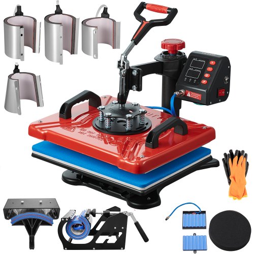 

VEVOR Pressa di Calore Macchina Sublimazione Girevole a 360 Gradi, 10 in 1 30x38cm Stampante per Pressa a Caldo Rossa per Stampare Diversi Modelli, Lettere e Immagini sulle Penne, Tazze, Magliette