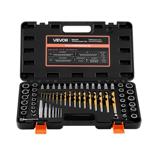

VEVOR Kit di Estrattori per Viti Rotte 65 pezzi Kit di Strumento per Rimozione di Dadi Danneggiati Arrotondati, Utensili per Riparazioni Domestiche da Officina Materiale in Acciaio Cr-Mo