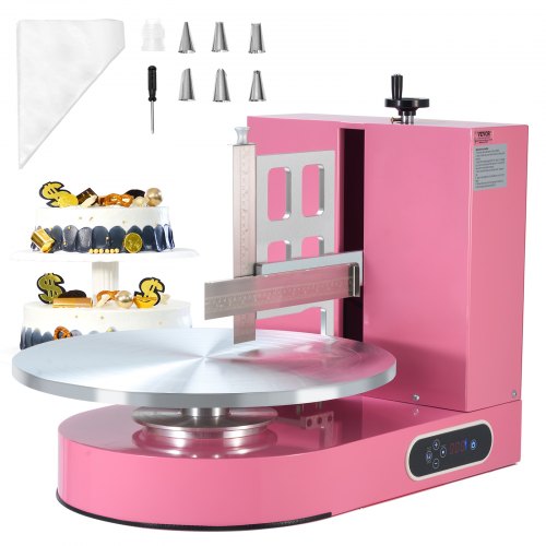 

VEVOR Macchina per Decorazione Torte, Macchina per Spalmare Crema Velocità 25-320 giri/min, Macchina per Decorazione Torte Cucina Commerciale Piatto Girevole per Torte da 4-16 Pollici, Colore Rosa