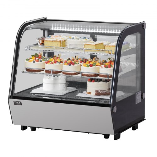 

VEVOR Vetrina Refrigerata da 115 L Vetrina Espositiva per Pasticceria da Banco a 2 Livelli, Frigorifero Commerciale con Illuminazione a LED, Raffreddamento TURBO, Raffreddamento ad Aria Senza Brina