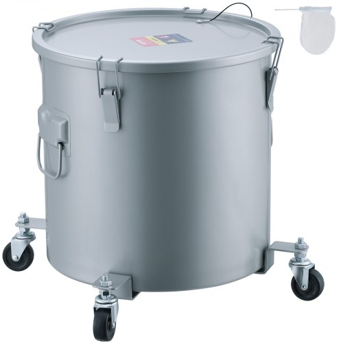 

VEVOR Secchio per Grasso di Friggitrice, Contenitore per Smaltimento Olio da 10 Gal, Rivestimento in Acciaio al Carbonio, Contenitore per Il Trasporto dell'Olio con Coperchio, Grigio