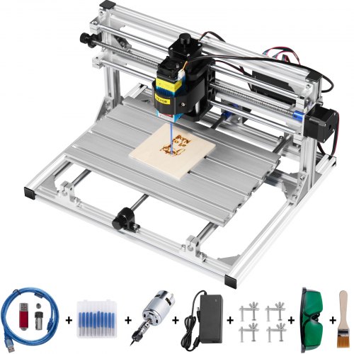 VEVOR CNC 3020 300x200x40mm Effective Working Area CNC Machine 10000r/min Mini Laser Engraver with 5,500MW Laser Head Desktop 3 Axis Engraving Machine for DIY Carving Milling Plastic Acrylic PVC Wood